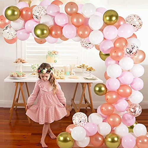 124 Pieces Rose Gold Balloon Garland Arch Kit / Pink White and Gold Confetti Latex Balloons for Baby Shower Wedding Birthday - If you say i do