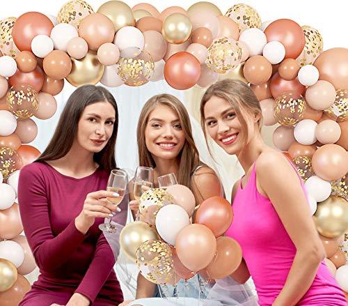 129 Pcs Blush Balloons Garland Arch Kit Rose Gold Pastel Orange Confetti Latex Metallic Balloons - If you say i do