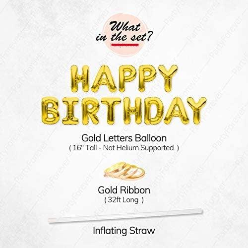 Gold Happy Birthday Balloons Banner Birthday Party Decorations Set for Men and Women with Latex and Confetti Balloons Supplies - If you say i do