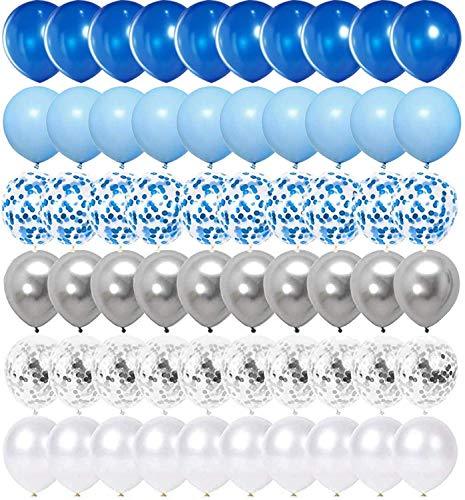 62pcs Blue Silver White Confetti Balloons Kit, 12 Inch White Royal Blu – If  you say i do