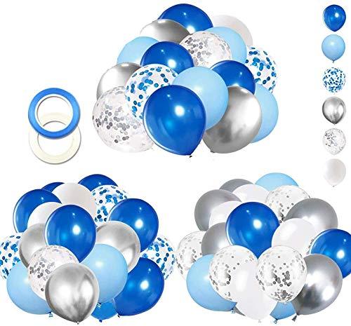 62pcs Blue Silver White Confetti Balloons Kit, 12 Inch White Royal Blue Balloons Metallic Silver Balloons Blue Sliver Confetti Balloons - If you say i do