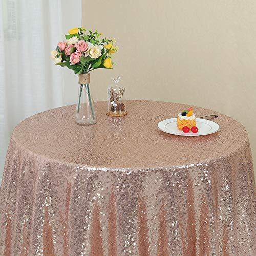 Sequin Tablecloth - 72in Round Tablecloth Glitter Sequin Table Cloth for Wedding Party Banquet - If you say i do