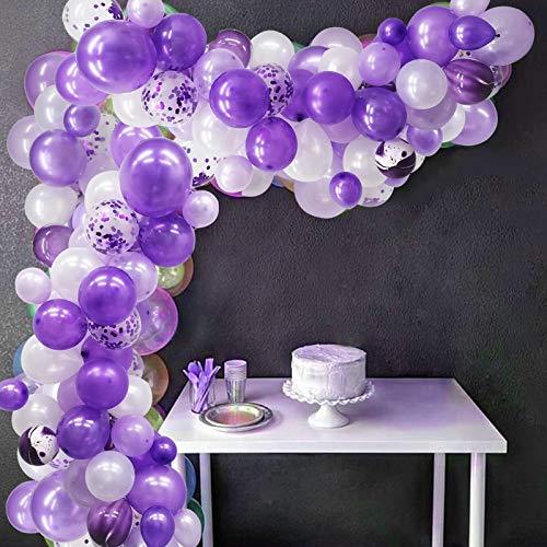 135 Pieces Purple Balloon Arch Garland Kit, Purple White Confetti Balloons for Wedding Birthday Graduation Party Decorations - If you say i do