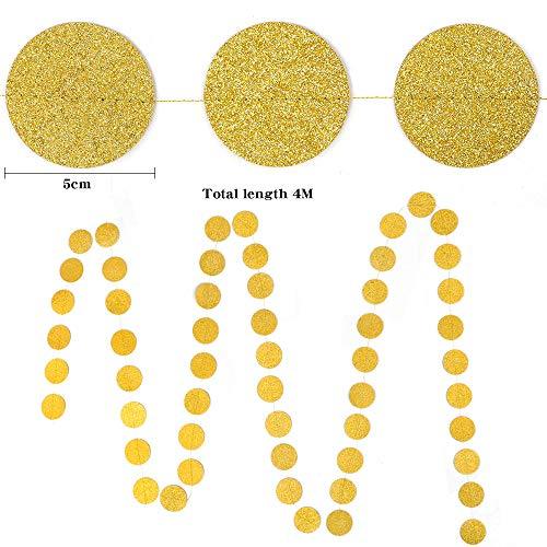 5pcs Glitter Gold Paper Circle Dots Garland (65ft) Hanging Garland Decorations Streamers for Birthday Party Wedding Baby Shower Class Room Decorations - If you say i do