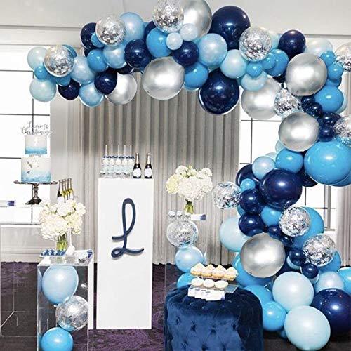 Blue Balloon Garland 124 Pack Navy Silver White Light Blue Balloon Arch Kit for Wedding/Birthday Party - If you say i do