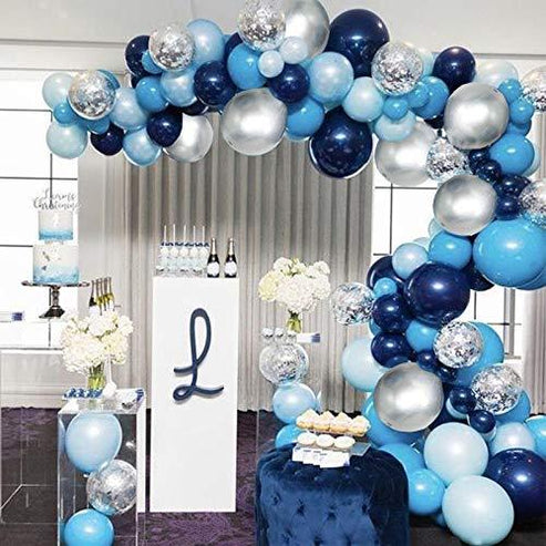 Blue Balloon Garland 124 Pack Navy Silver White Light Blue Balloon Arc ...