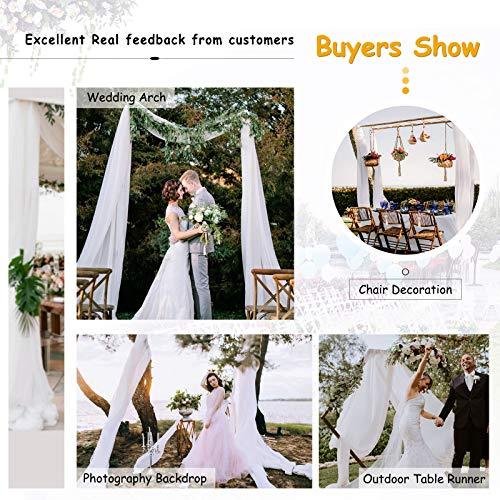 Wedding Arch Drapes Fabric 2 Panels 6 Yards White and Ivory Chiffon Fabric Drapery for Party Ceremony Stage Reception Decorations - If you say i do