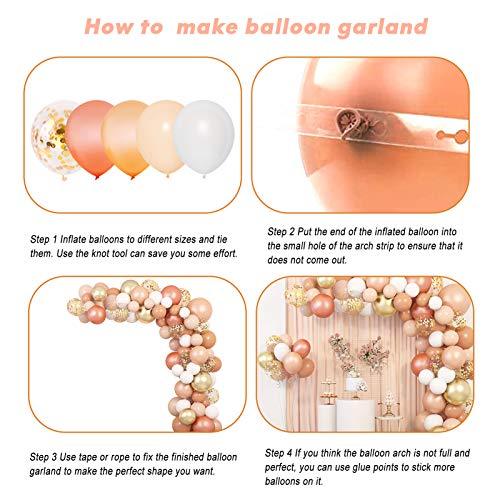 129 Pcs Blush Balloons Garland Arch Kit  Rose Gold Pastel Orange Confetti Latex Metallic Balloons - If you say i do