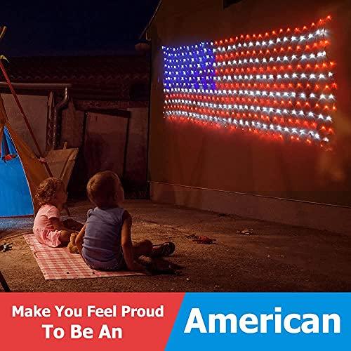 American Flag Lights, 420 Super Bright LEDs Flag Net Light,Waterproof US Flag Light for Memorial Day Independence Day July 4th - If you say i do