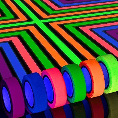 6 Colors Neon Gaffer Cloth Tape, Fluorescent UV Blacklight Glow in The Dark Tape for UV Party (0.6 inch x 16.5 feet) - If you say i do