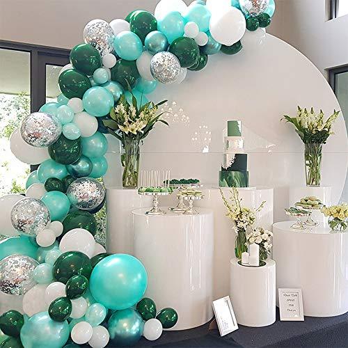 100pcs Balloon Garland Kit Green Metallic Chrome Balloon, Silver Confetti Balloon, White Balloon for Baby Shower Wedding Birthday Party Decoration - If you say i do