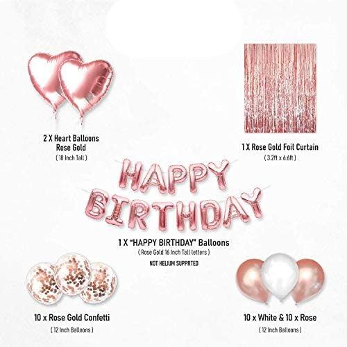 Rose Gold Happy Birthday Balloons Banner 16inch Tall Set for Her Birthday Party Decorations and Supplies Kit - If you say i do