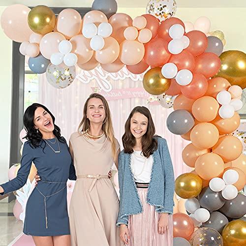 125PCS Orange Blush Peach Gold Metallic Confetti Gray White Balloons for Birthday Engagement Bridal Wedding Baby Shower - If you say i do