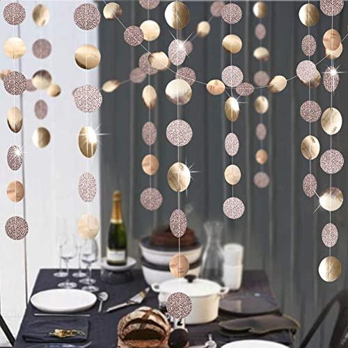 Guirlande Paillettes Rondes 65 Pieds - Lot 5 Pièces 4m Guirlande Étoiles Et Pois Pour Fêtes, Anniversaires Et Mariages
