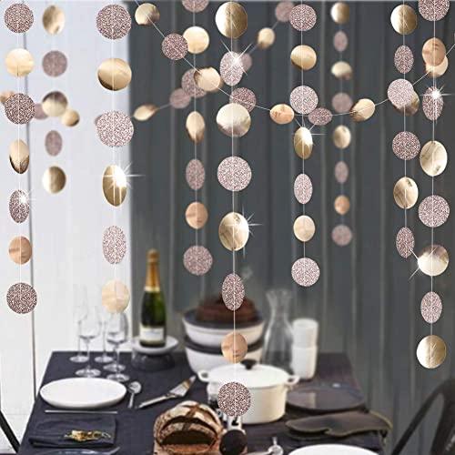 4 Pcs Glitter Champagne Gold Decorations Paper Circle Dots Garland Party Streamers Bunting Backdrop Hanging Decor - If you say i do