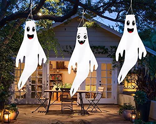 43" Halloween Ghost Windsocks Hanging Decorations - Flag Wind Socks for Home Yard Outdoor Decor Party Supplies (3 Pieces) - If you say i do