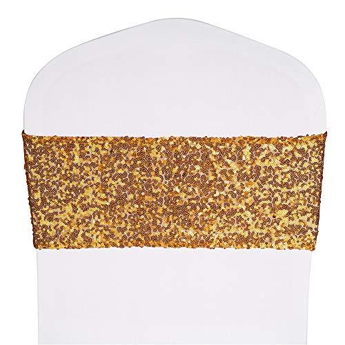 Pack of 50 Stretch Sequin Chair Sashes Chair Bands One-Sided Sequins Decor for Hotel Wedding Reception - If you say i do