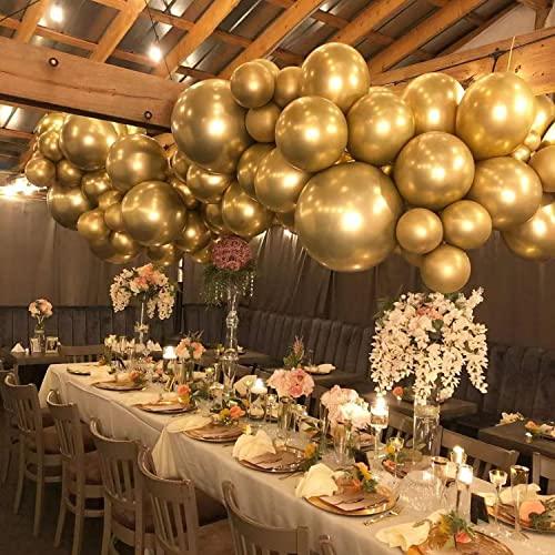 100PCS Gold Metallic Chrome Latex Balloon Arch Kit, 18In 12In 10In 5In Arch Garland For Baby Shower Engagement, Wedding, Birthday Party - If you say i do