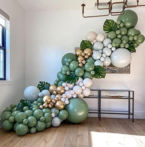 154pcs Avocado Green/Sage Green Balloon Garland Arch Kit with Blush Balloons Gold Balloons and Macaron Gray Balloons for Wedding Birthday Party - If you say i do