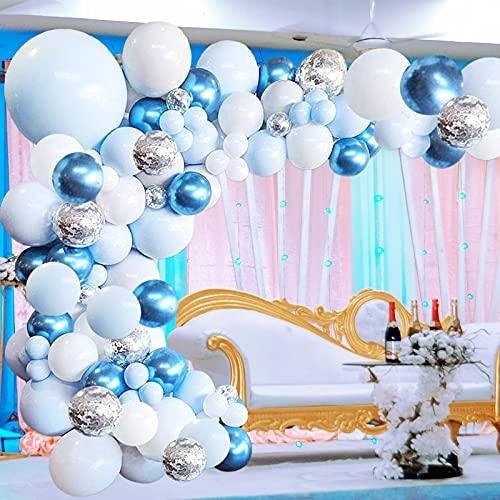 126PCS Metallic Blue White and Silver Confetti Latex Balloons for Baby Shower Birthday Wedding - If you say i do