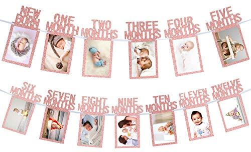 1st Birthday Baby Photo Banner for Newborn to 12 Months, Monthly Milestone Photograph Bunting Garland, First Birthday Celebration Decoration - If you say i do