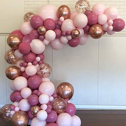 Pink Balloons Garland 135 Pcs 18 In 12 In 5 In, Dust Rose Gold Metallic Confetti Latex Balloons Arch Kit for Baby Shower Decorations - If you say i do