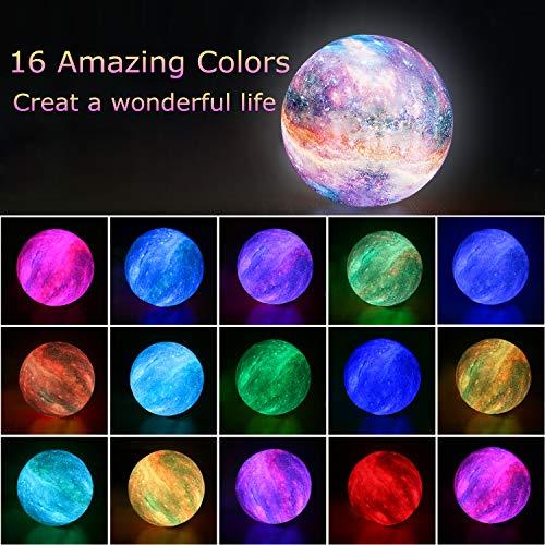 Moon Lamp, 16 Colors Galaxy Lamp Kids Night Light 3D Printing Star Moon Light with Stand - If you say i do