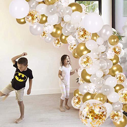 138Pcs Party Balloons Decoration Set, Gold Confetti & Silver & White & Transparent Balloons for Bridal & Baby Shower, Wedding, Birthday Party - If you say i do