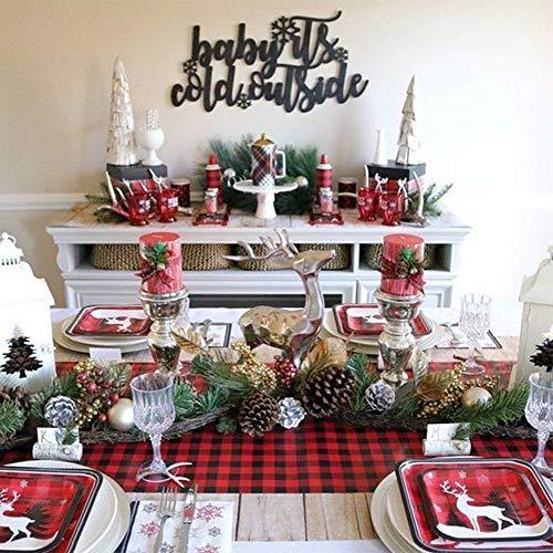 Christmas Table Runner 2 Pack 13x84 Inch Black Red Buffalo Plaid Table Runner - If you say i do