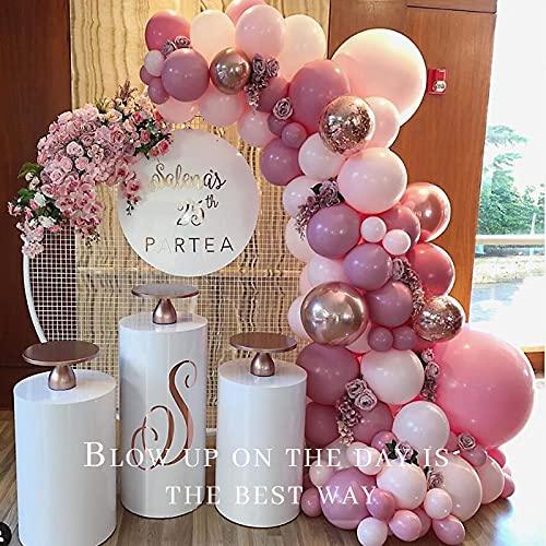 Pink Balloons Garland 135 Pcs 18 In 12 In 5 In, Dust Rose Gold Metallic Confetti Latex Balloons Arch Kit for Baby Shower Decorations - If you say i do