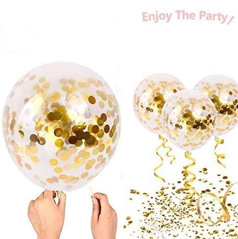 Black and Gold Confetti Balloons, 50 Pack 12inch White Latex Party Balloon Set with Gold Ribbon for Graduation Wedding Birthday Baby Shower Decoration - If you say i do