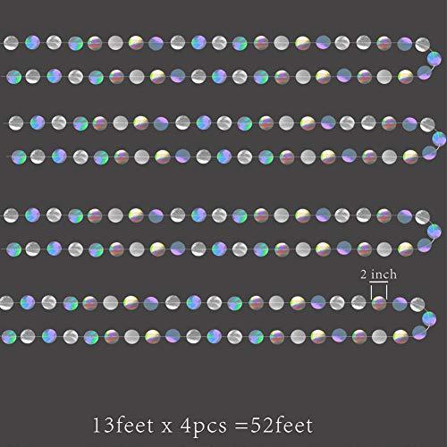 4 Glitter Iridescent Party Supplies Circle Garlands Holographic Hanging Dots Streamer Backdrop Decor - If you say i do