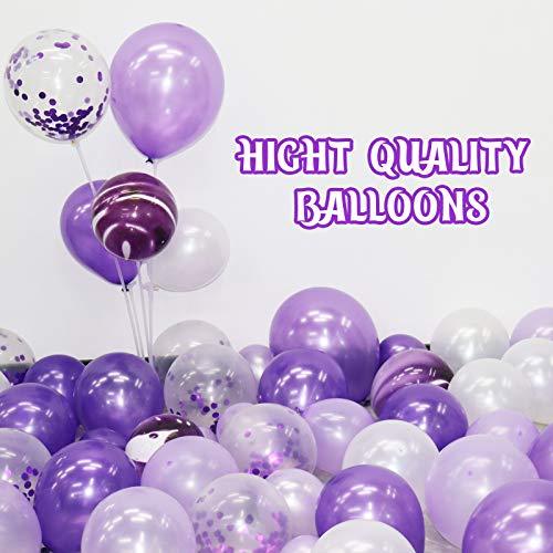 135 Pieces Purple Balloon Arch Garland Kit, Purple White Confetti Balloons for Wedding Birthday Graduation Party Decorations - If you say i do