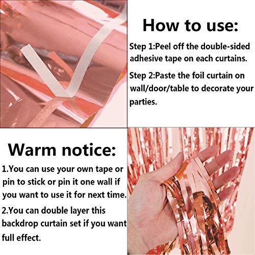 2pcs 3ft x 8.3ft Rose Gold Metallic Tinsel Foil Fringe Curtains Photo Booth Props for Birthday Wedding - If you say i do