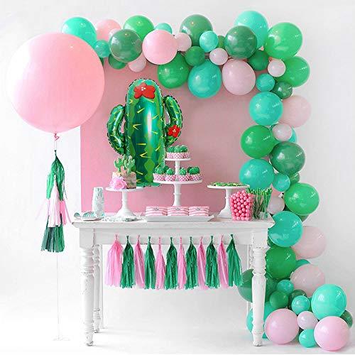 Balloon Garland Kit Pink Green Arch Giant Cactus Balloon 36ââ‚?Pink Round Balloon 80pcs Latex Balloons with Paper Tassels for Birthday Party - If you say i do