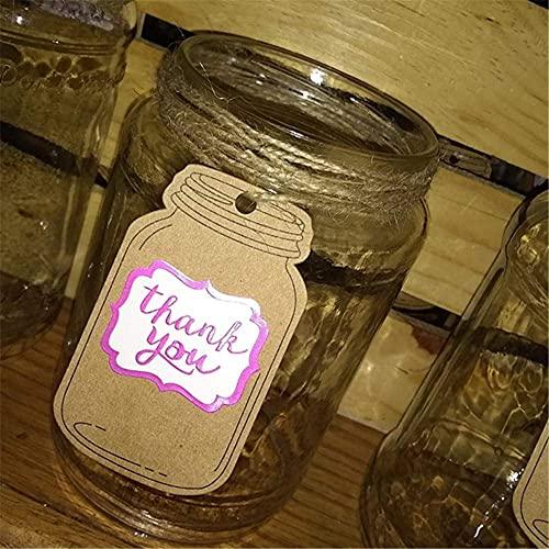 2.9" X 1.7" Vintage Style Mason Jar Shaped Tags,100PCS Brown Kraft Paper Gift Tags with 100 Feet Natural Jute Twine for DIY and Craft - If you say i do