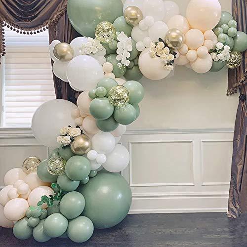 143pcs Avocado Green Balloon with White Balloons Gold Metallic Latex and Confetti Balloons for Wedding Birthday Party Baby Shower Party - If you say i do