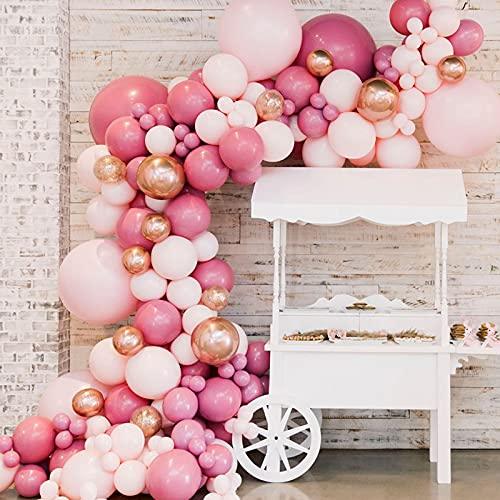 Pink Balloons Garland 135 Pcs 18 In 12 In 5 In, Dust Rose Gold Metallic Confetti Latex Balloons Arch Kit for Baby Shower Decorations - If you say i do