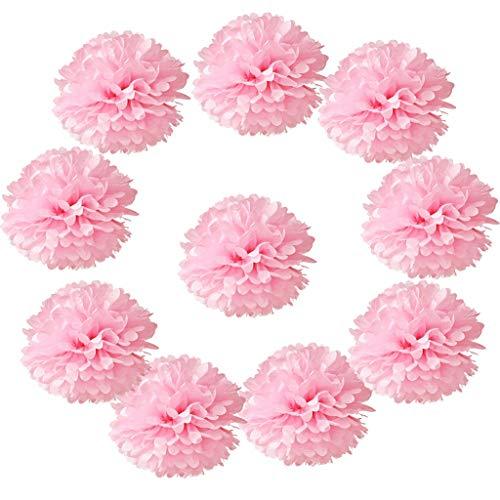 10pcs Tissue Hanging Paper Pom-poms Flower Ball Wedding Party Outdoor Decoration, Premium Tissue Paper Pom Pom Flowers Craft Kit(Pink) - If you say i do