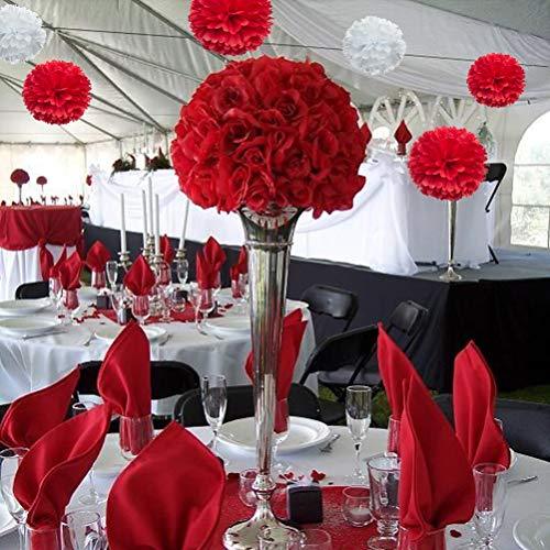 12pcs Red White Paper Flower Tissue Pom Poms Party Supplies - If you say i do