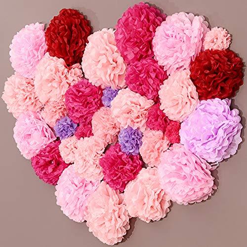 12 Pcs Assorted Rainbow Colors Tissue Paper Pom Poms Flower Balls for Birthday Wedding Party Baby Shower Decorations - If you say i do
