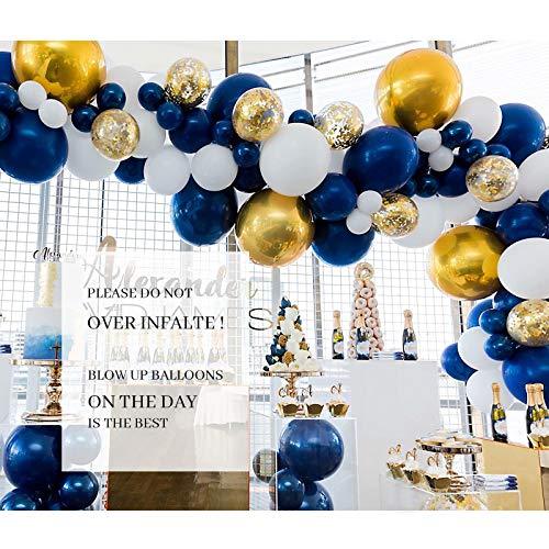 Navy Blue and Gold Balloons 130 Pcs 12 Inch Confetti Balloons White Latex Balloon Garland Kit with Balloon Accessories for Birthday Wedding Party - If you say i do