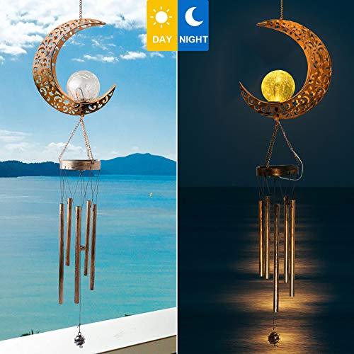 Moon Crackle Glass Ball Wind Chimes Solar Wind Chimes Moon Decor for Outside Outdoor Clearance Gardening Gifts Birthday Gifts - If you say i do