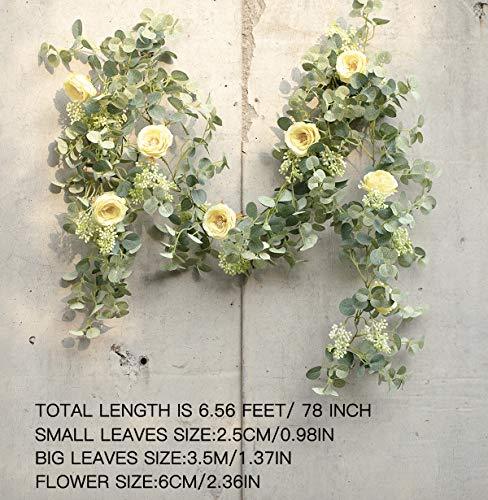 5 pcs 6.5ft Seeded Eucalyptus Garland with Yellow Flowers for Party Wedding Table Decor - If you say i do