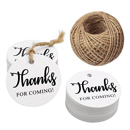 2" Thanks for Coming Tags,100 PCS Round Tags,Kraft Paper Gift Tags with 100 Feet Natural Jute Twine Perfect for Baby Shower,Wedding Party Favor - If you say i do