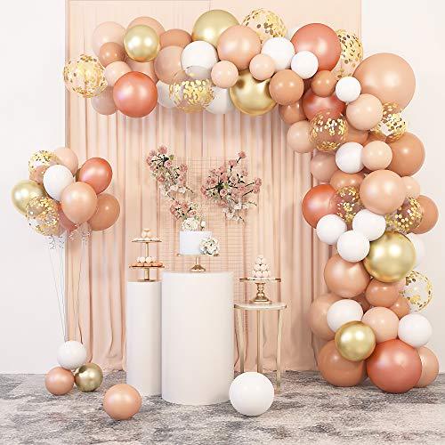 129 Pcs Blush Balloons Garland Arch Kit Rose Gold Pastel Orange Confetti Latex Metallic Balloons - If you say i do