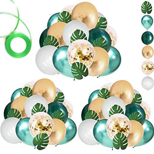 68 Pack Jungle Safari Baby Shower Balloons, 12 Inches Green White Gold Confetti Balloons with 12pcs Palm Leaves - If you say i do