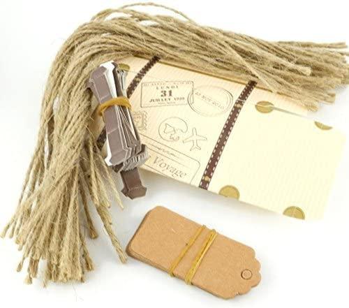 50pcs Mini Suitcase Favor Boxes, Party Favor Candy Box, Vintage Kraft Paper with Tags and Burlap Twine for Wedding - If you say i do