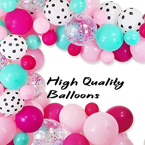 125 Pcs Surprise Party Decorations Balloons Garland Arch Kit, Rose Red Pink Sea Foam Blue White Polka Dots Confetti Balloon - If you say i do