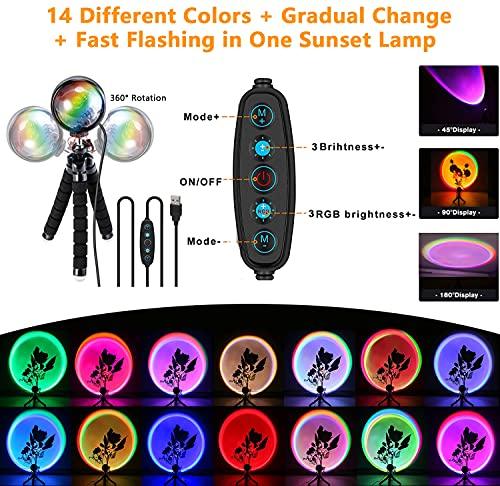 16 Colors Sunset Lamp Projector 360 Degree Rotation Color Changing Rainbow Projection Light Romantic Visual LED Light - If you say i do